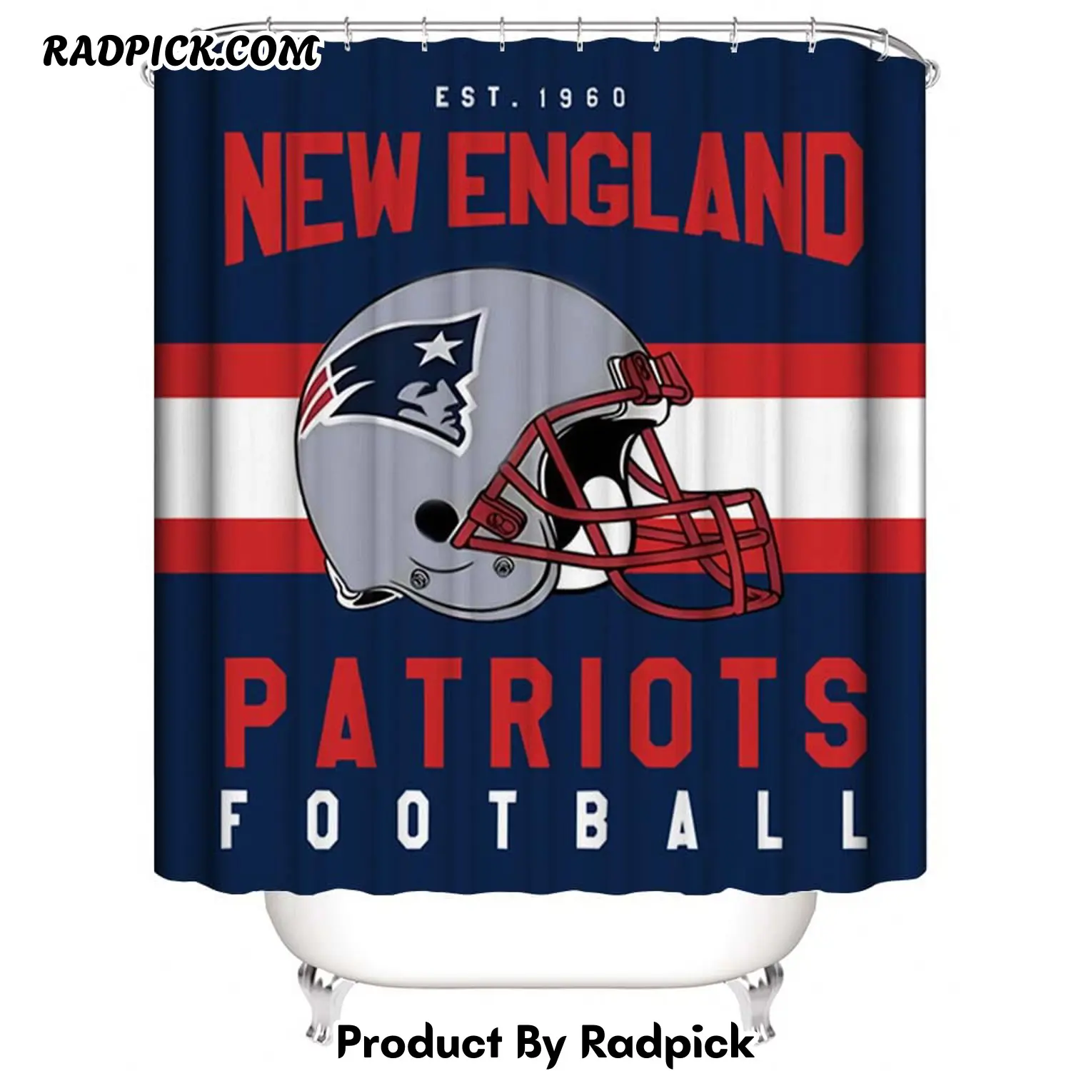 Football team helmet flag foxborough new england patriots shower curtain rp387901